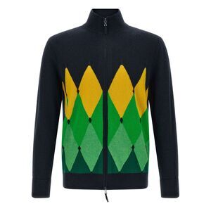 Ballantyne Men 'Classic Diamond' Intarsia Zip Cardigan